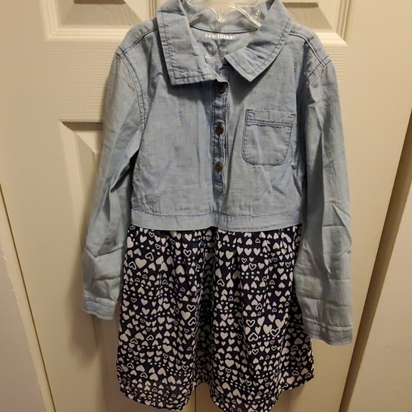 Toddler Girl Chambray And Chiffon heart Dress 5T - Picture 5 of 8